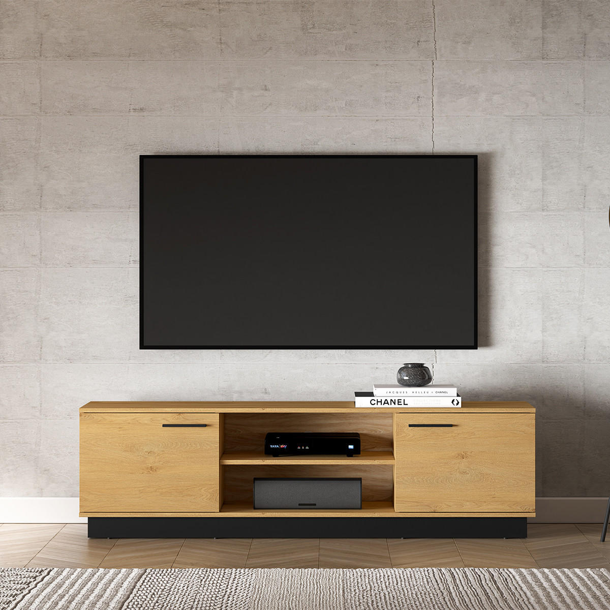 TV-MÖBEL Ysia Holz und Schwarz - Schwarz, Holzwerkstoff (170/49/40cm) - Petits-meubles