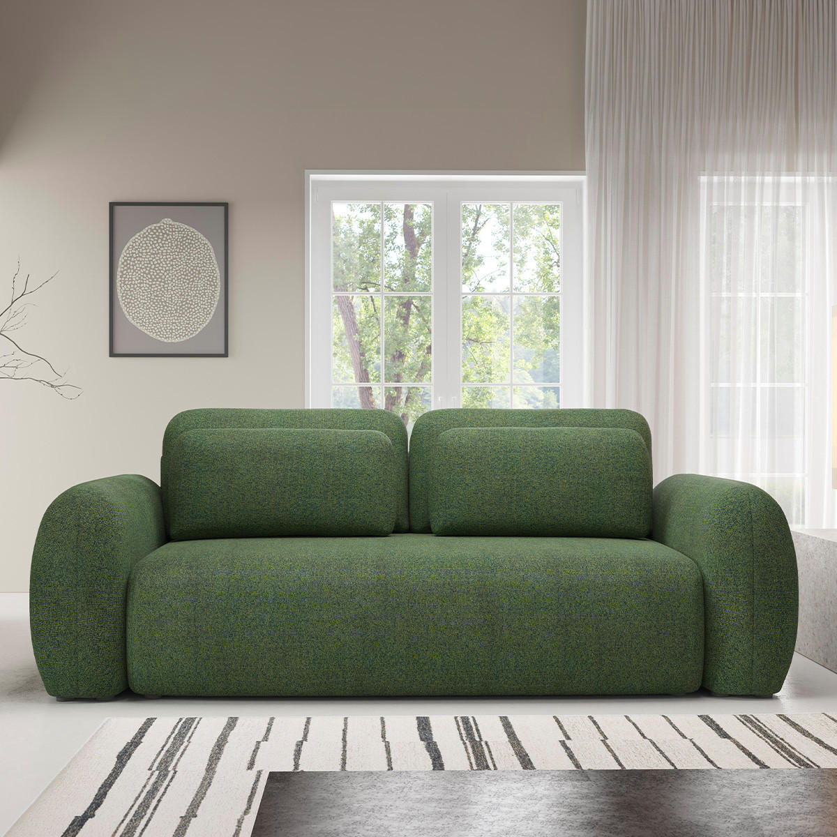SOFA Carmela 3 Sitzplätze Grün - Grün, Holz (266/95/121cm) - Petits-meubles