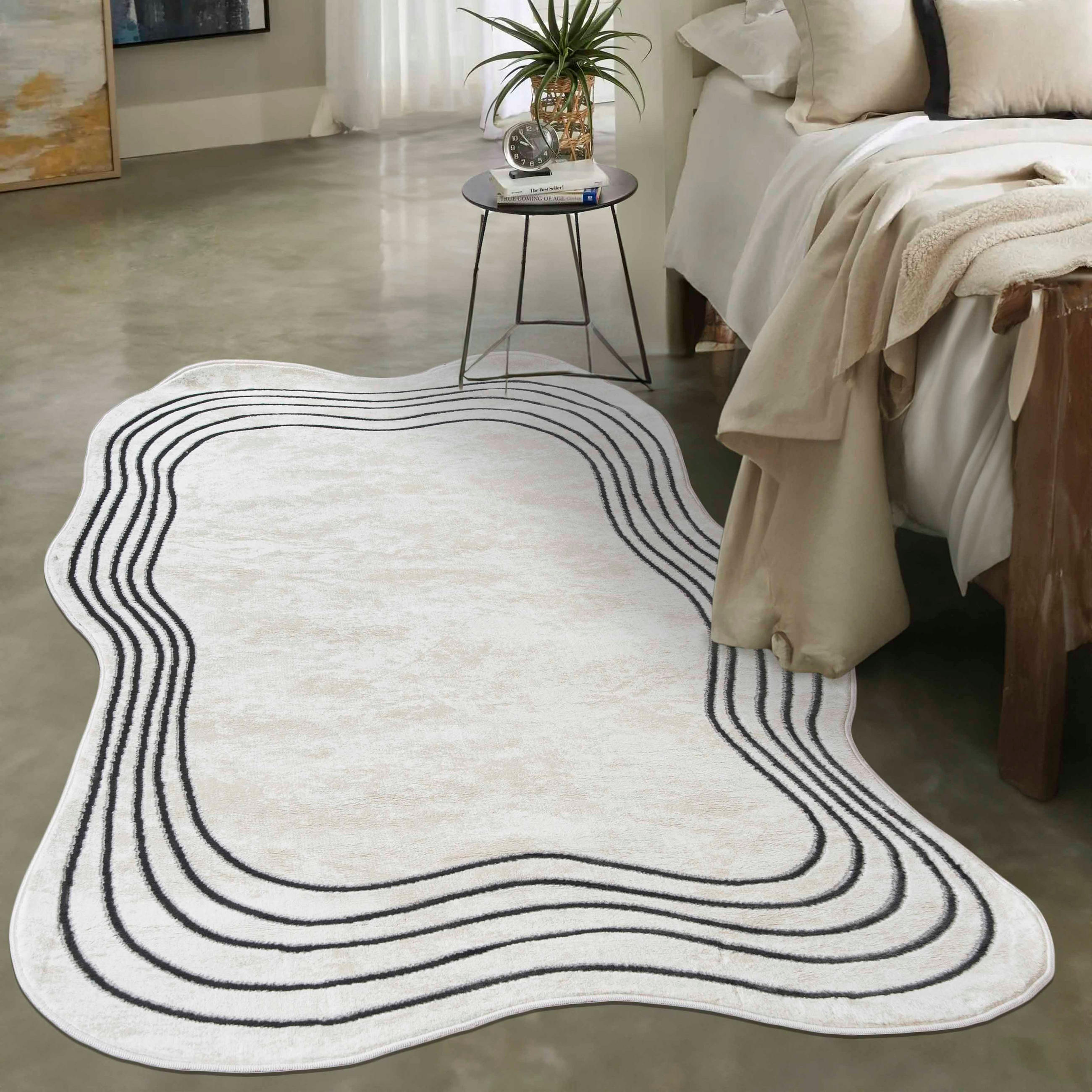 TEPPICH Weiß Abstrakt - Kurzflor Unregelmäßig Unregelmäßige Form - Ecru - 80 x 150 cm - Weiß, Textil (80/150cm) - Mazovia