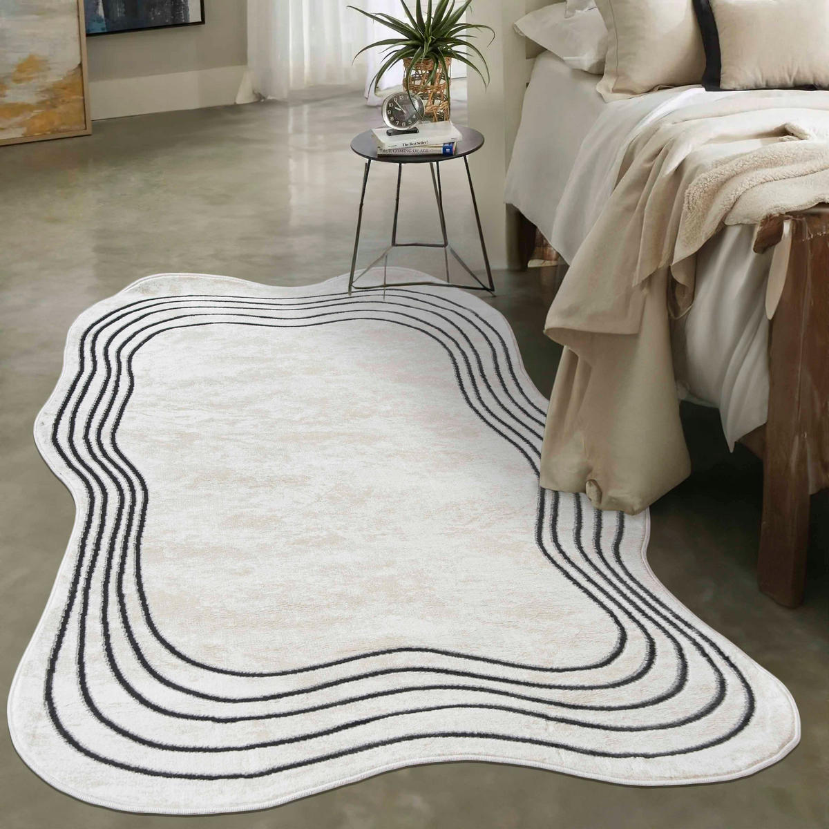 TEPPICH Weiß Abstrakt - Kurzflor Unregelmäßig Unregelmäßige Form - Ecru - 120 x 170 cm - Weiß, Textil (120/170cm) - Mazovia