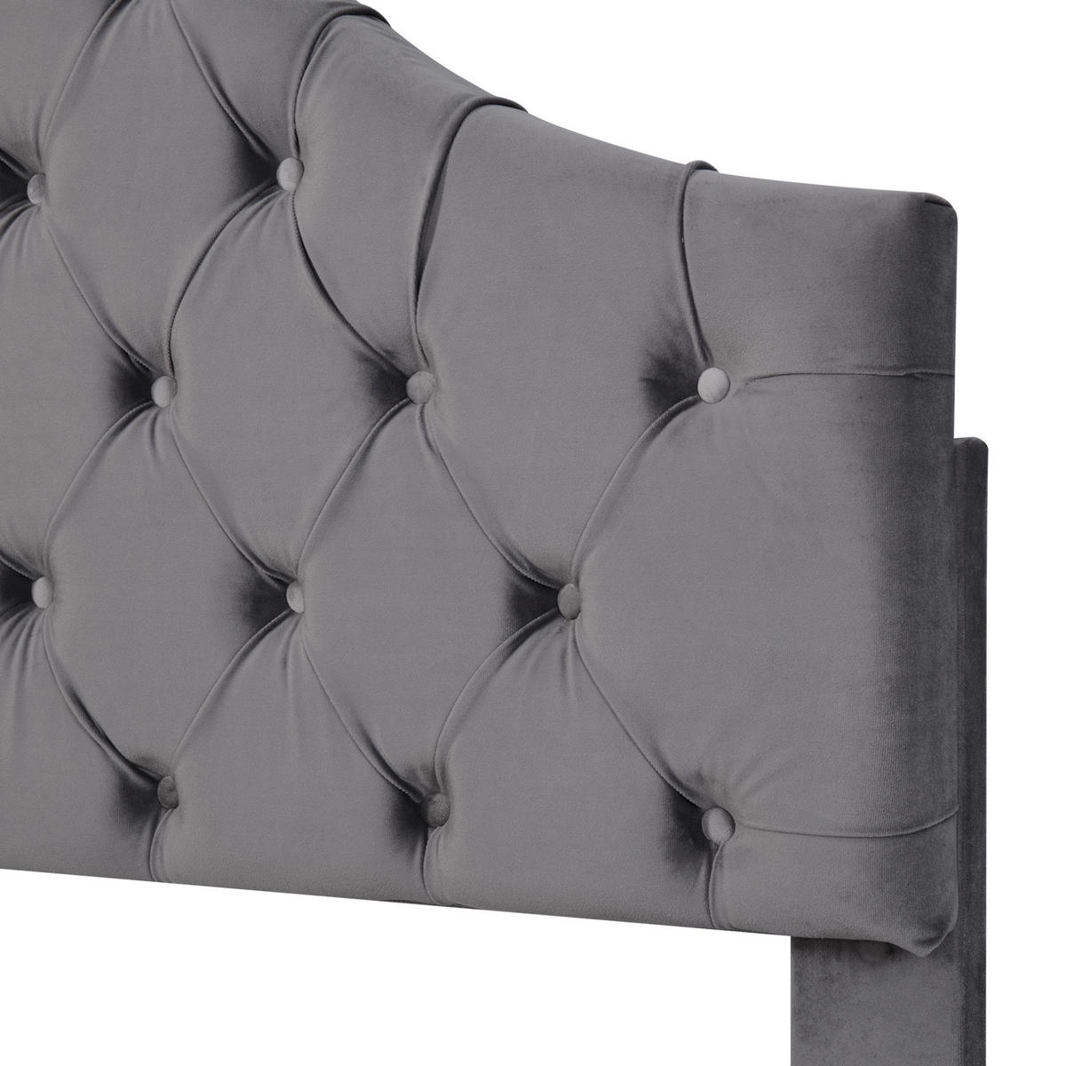 POLSTERBETT aus Samt 90x200 cm in Grau mit Lattenrost - Grau, Textil (90/200cm) - Modfu