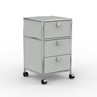 BÜRO-ROLLCONTAINER, Metall, 40 cm, 1 Schublade + 1 Doppelschublade, Lichtgrau - Chromfarben/Silberfarben, Metall (40/68.2/39.7cm) - Versee