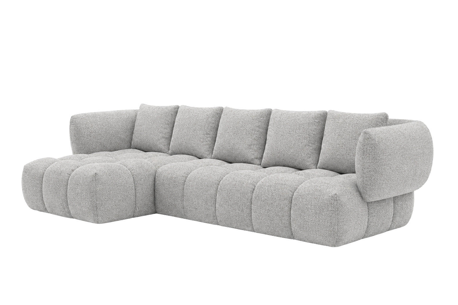 ECKSOFA L-Form, Chenillestoff Puente, Hellgrau, Links, SEVIO L - Hellgrau, Holz (242/175cm) - Kaiser Möbel