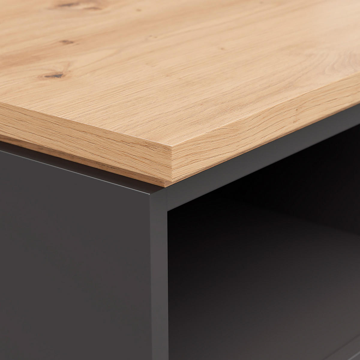 NACHTKOMMODE - Graphitfarben, Holzwerkstoff (45/63/42cm) - home24