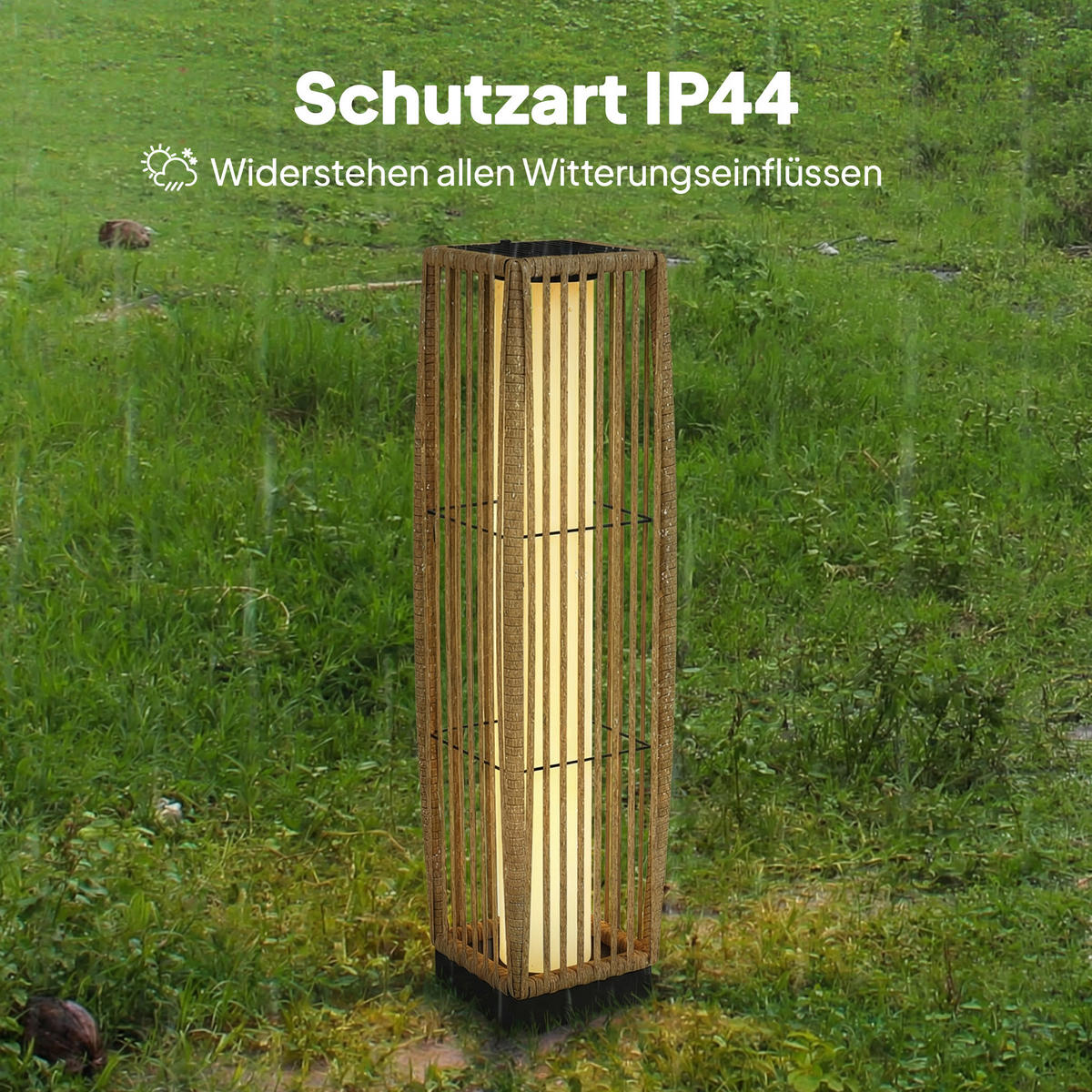 SOLARLEUCHTE IP44 Sandfarbend - Sandfarben, Kunststoff (19/19/68cm) - Outsunny