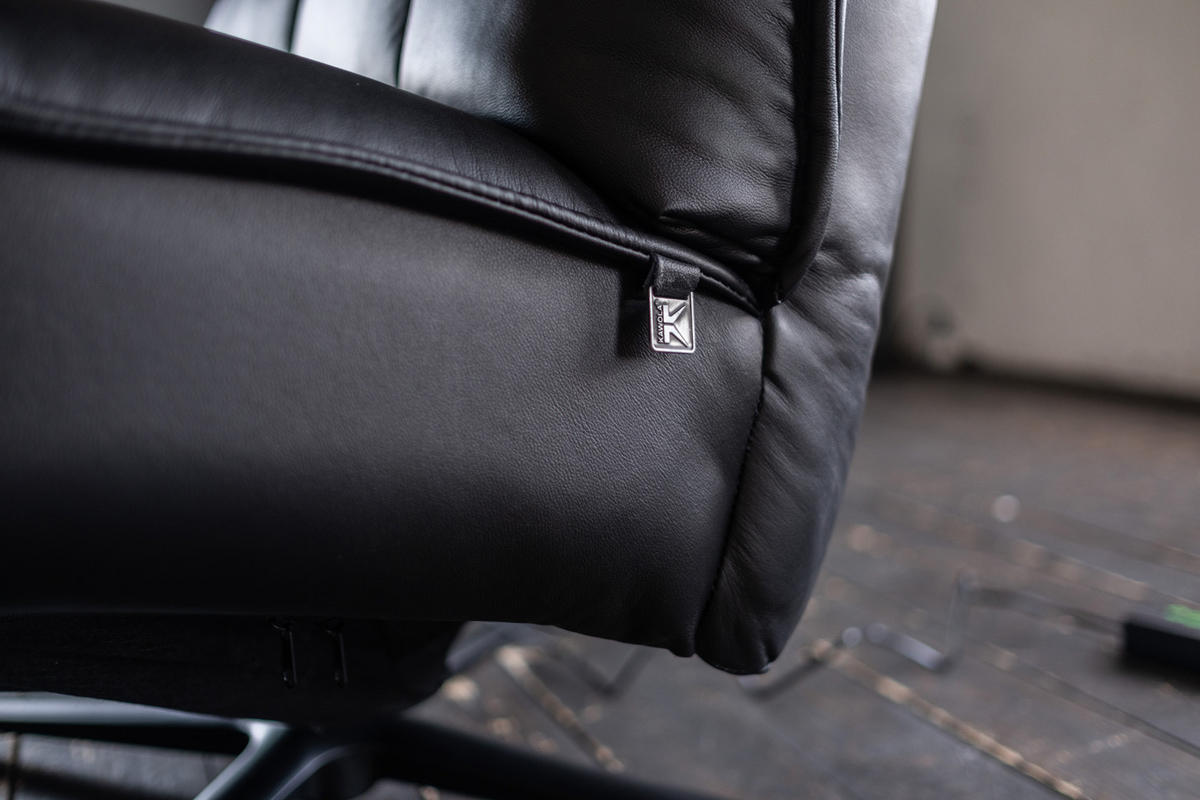 RELAXSESSEL MIKO Schwarz Leder - Schwarz, Leder/Metall (75/115/94cm) - KAWOLA
