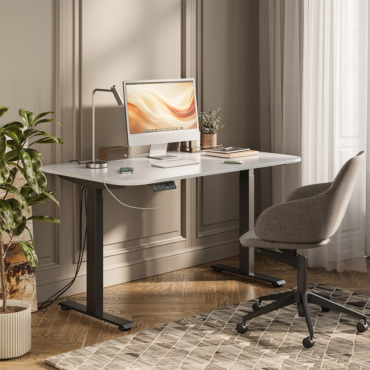 PSACÍ STŮL Elevate Černá/bílá - černá, kompozitní dřevo (80/140/120cm) - Vicco