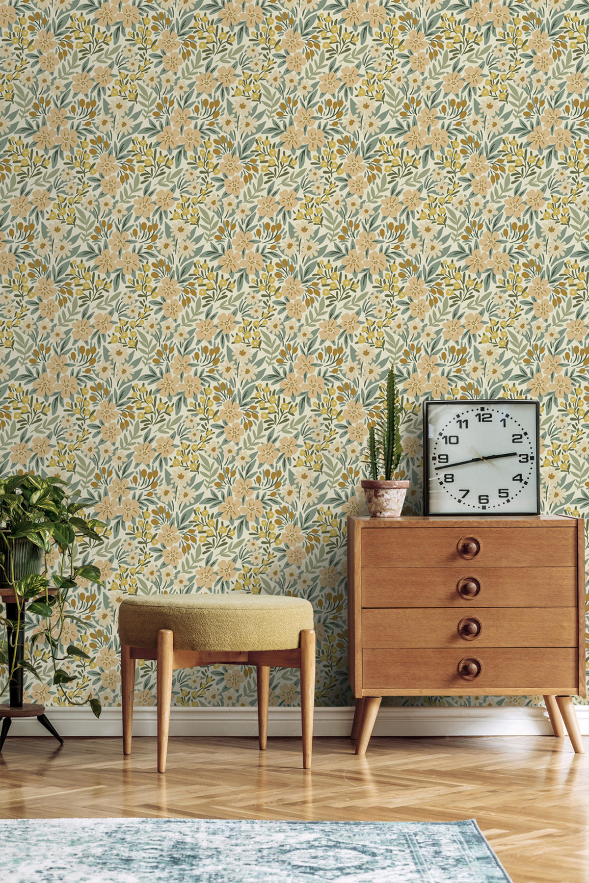 TAPETE Blumen 50 x 900 cm - Grün, Papier (50/900cm) - ESTAhome