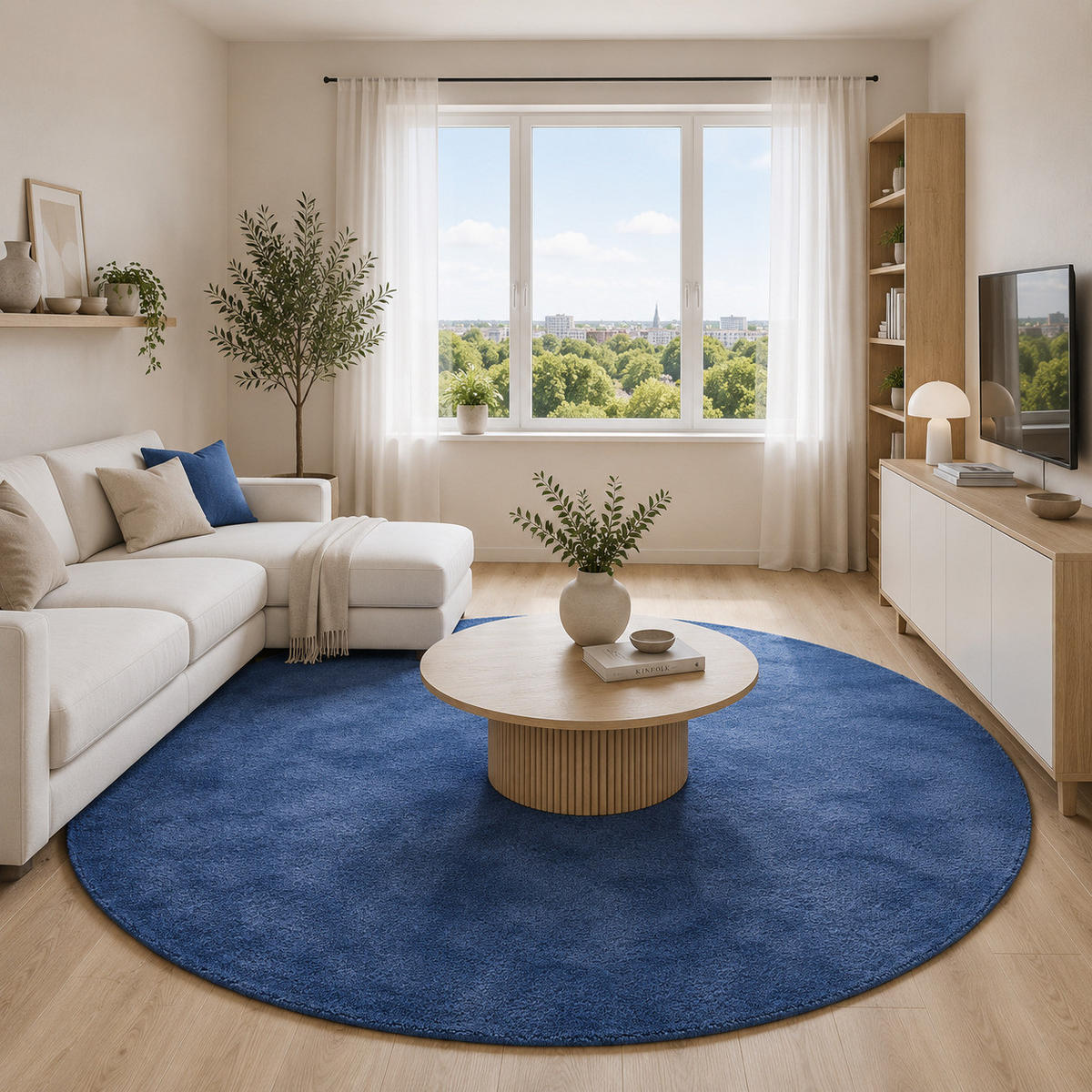 HOCHFLOR LANGFLOR TEPPICH SUPER SOFT MELIA RUND - Dunkelblau, Textil (200/200cm) - Pergamon