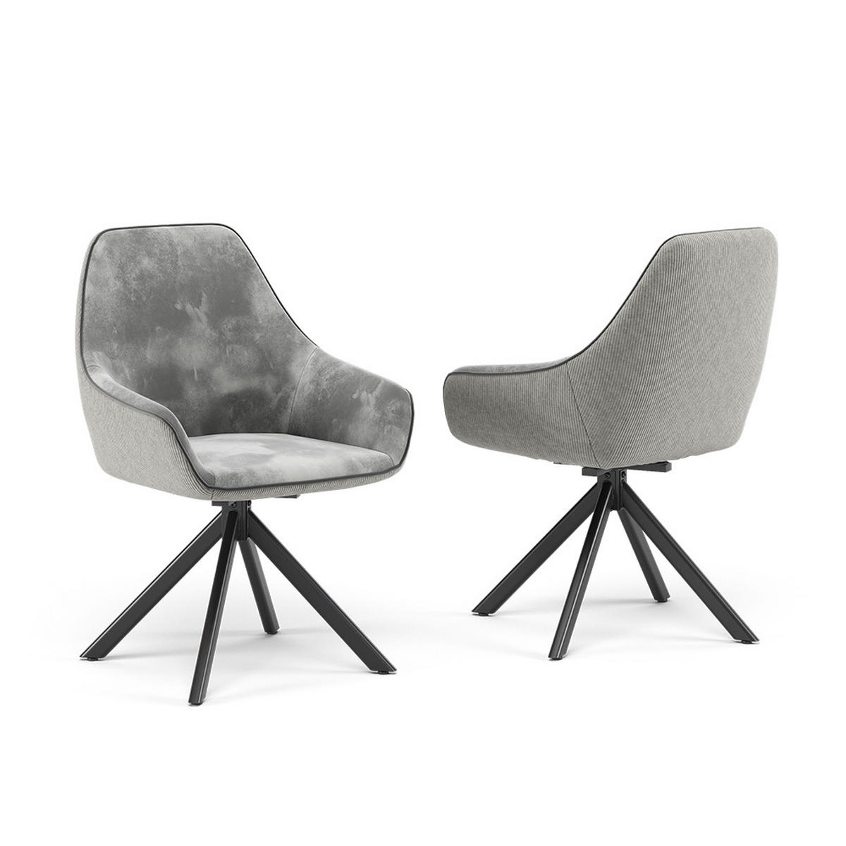 LOUNGE CHAIR Eleganza Šedá - světle šedá, kov (60/89/62cm) - Vicco