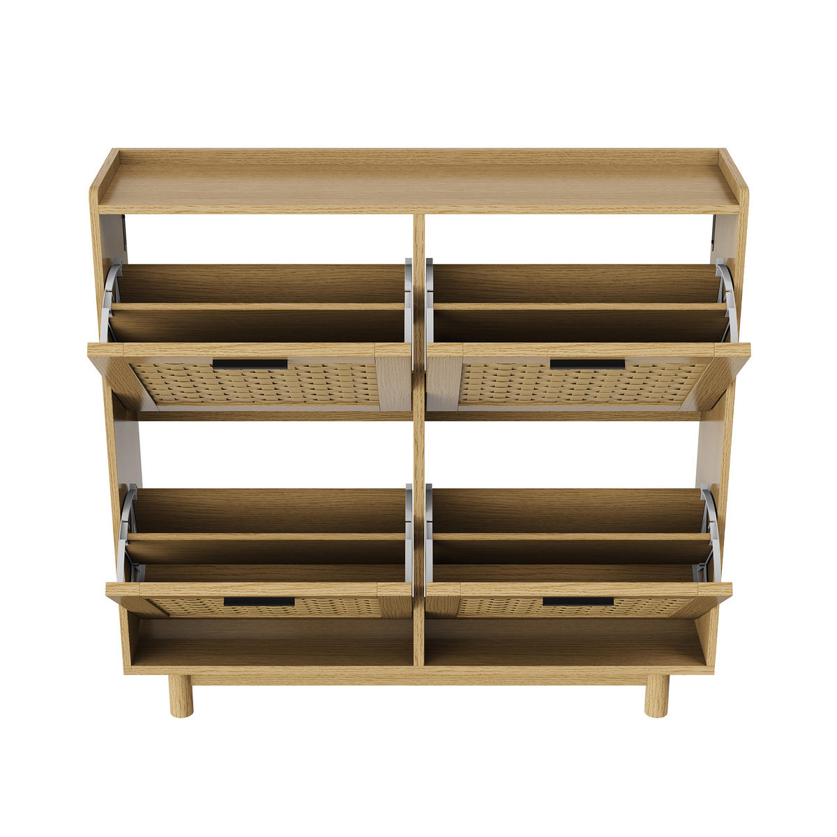 SCHUHSCHRANK 2 Ebenen, 8 Paare, modern, natürlich, 100x24x95 cm, Eiche - Naturfarben, Holz (100/95/24cm) - EuroLiving