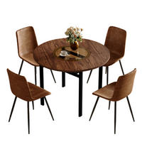ESSGRUPPE DE-39352 5-teilig, rund mit 4 Stühlen Braun - Braun, Metall (100/76/100cm) - ComfortXL