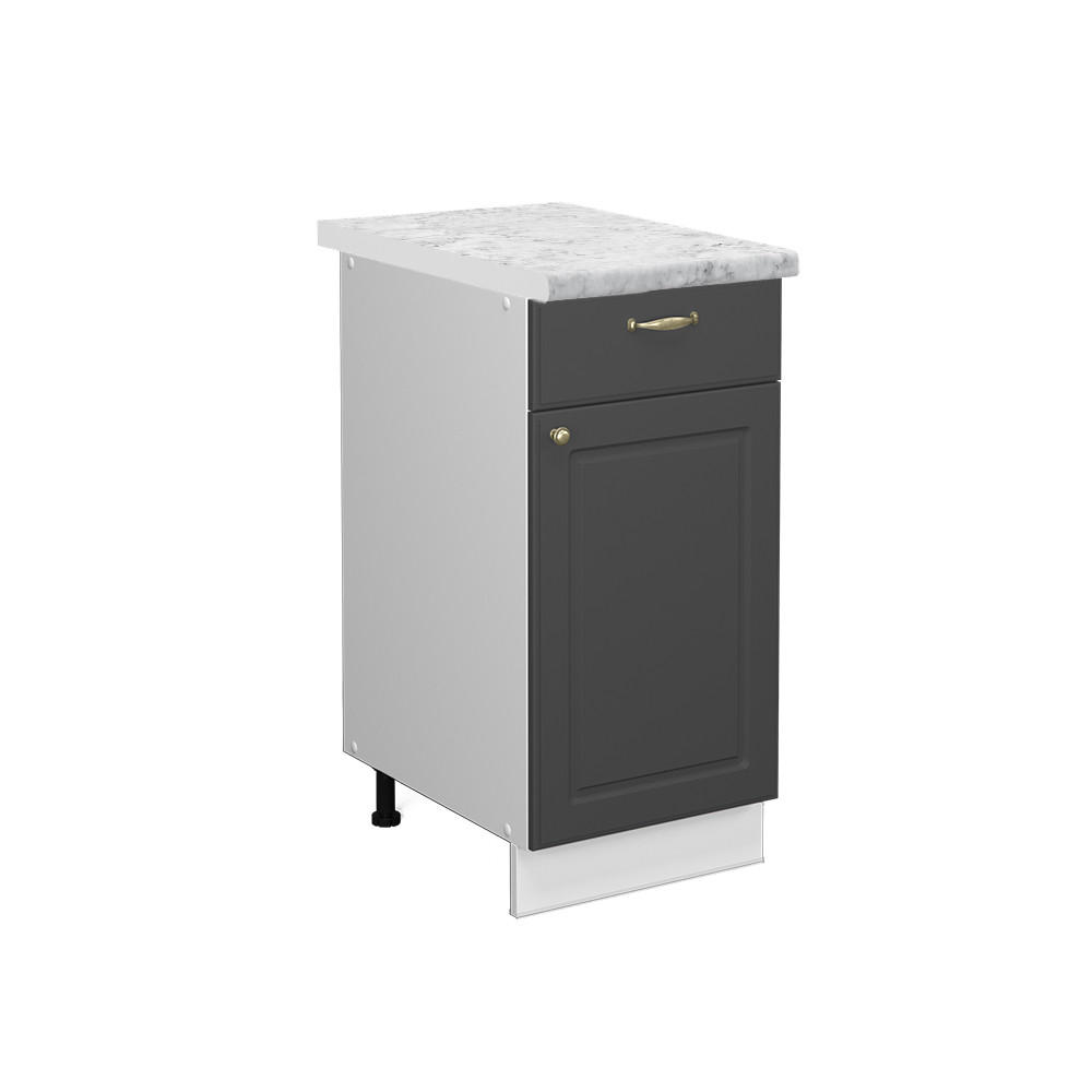 KÜCHENUNTERSCHRANK Fame-Line Anthrazit-Gold 40 cm, AP Marmor - Anthrazit/Weiß, Holzwerkstoff (40/82/60cm) - Vicco
