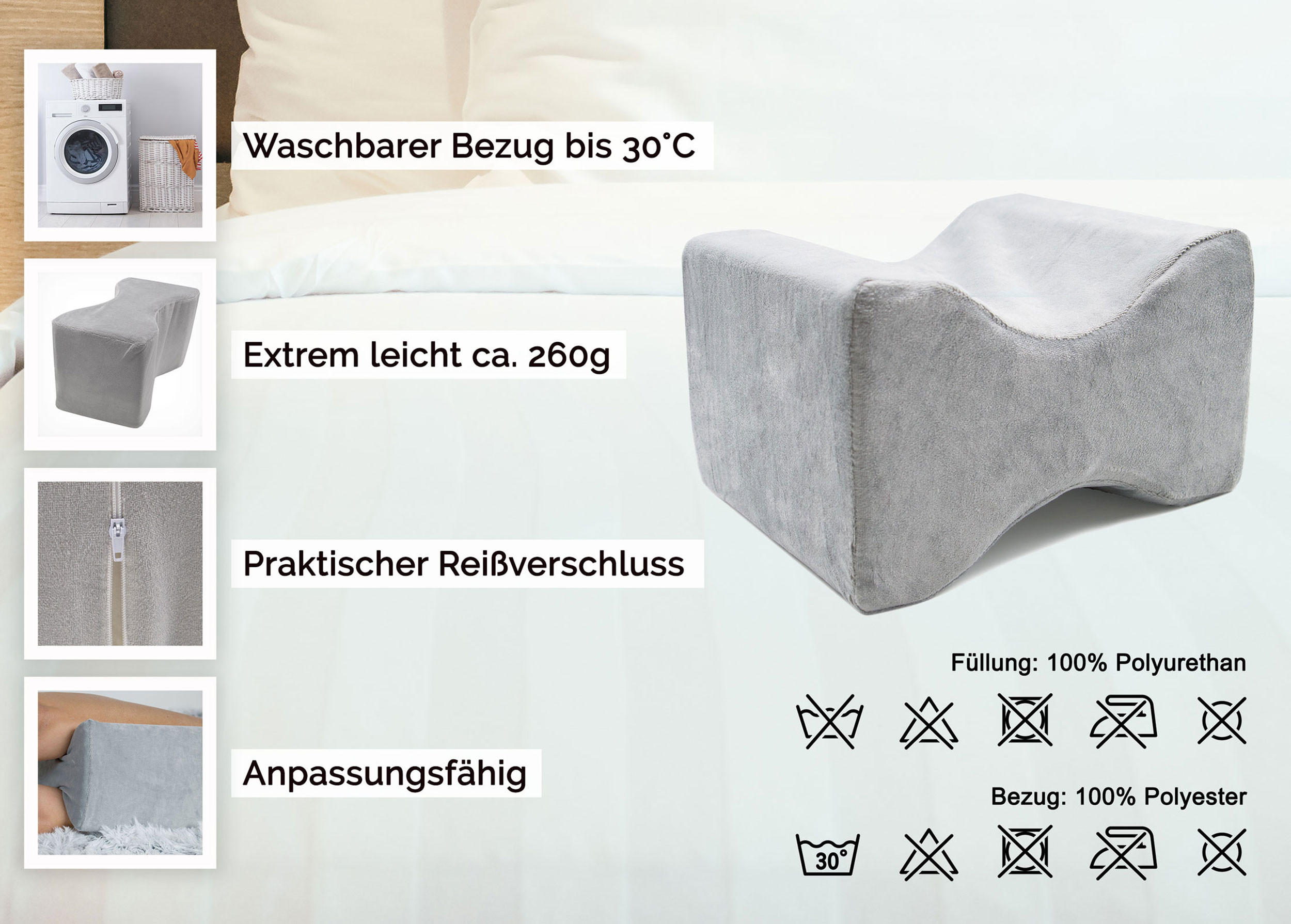 KISSEN, Bezug: 75% Baumwolle, 25% Polyester, Füllung: 100% Polyurethan-Formschaum - Weiß, Textil (15/20cm) - Zollner
