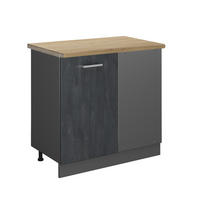 ECKUNTERSCHRANK R-Line Schwarz Beton 86 cm AP Eiche - Anthrazit/Schwarz, Holzwerkstoff (86/81.6/60cm) - Vicco