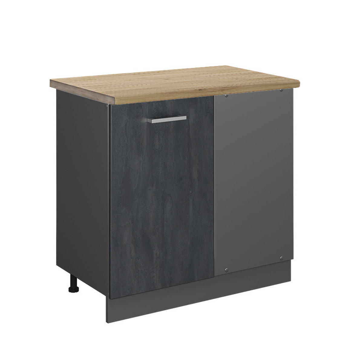 ECKUNTERSCHRANK R-Line Schwarz Beton 86 cm AP Eiche - Anthrazit/Schwarz, Holzwerkstoff (86/81.6/60cm) - Vicco