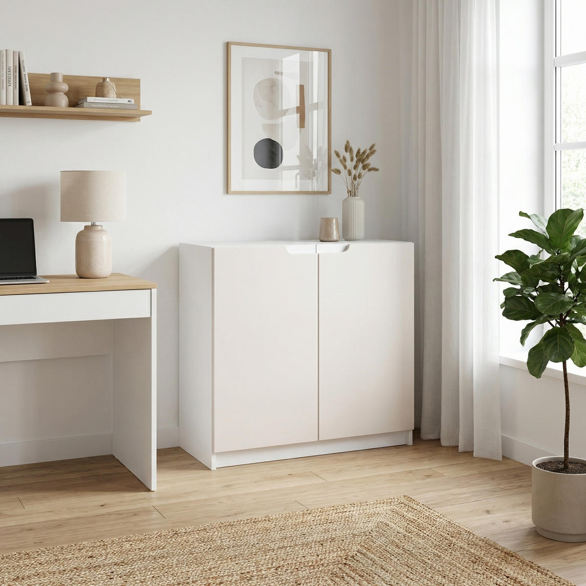 KOMMODE Logan Fronten in Cashmere - Kaschmir, Holzwerkstoff (82/78/37cm) - Vladon