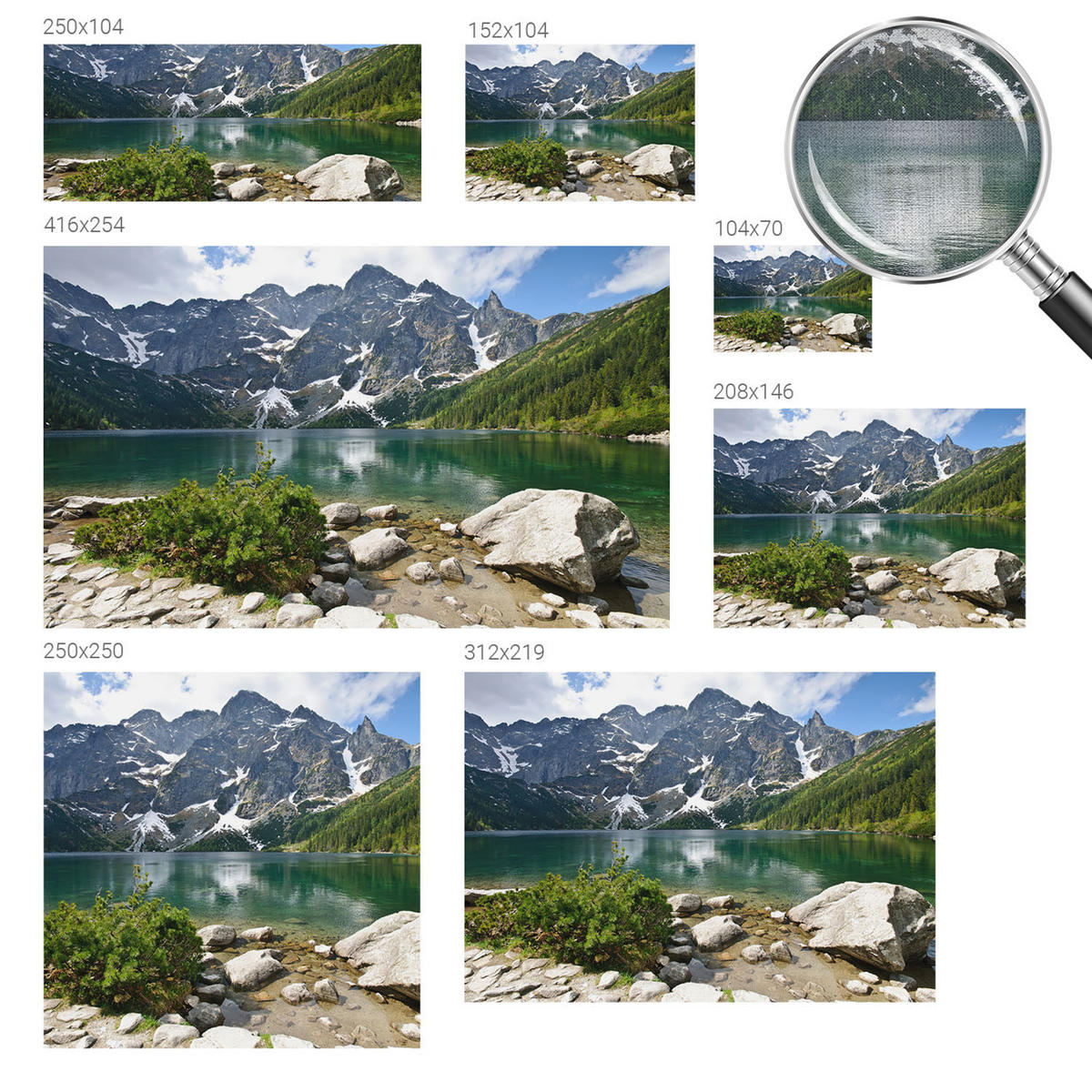 FOTOTAPETE 104x70 cm - Bergsee - Grün, Textil (104/70cm) - Wallfluent