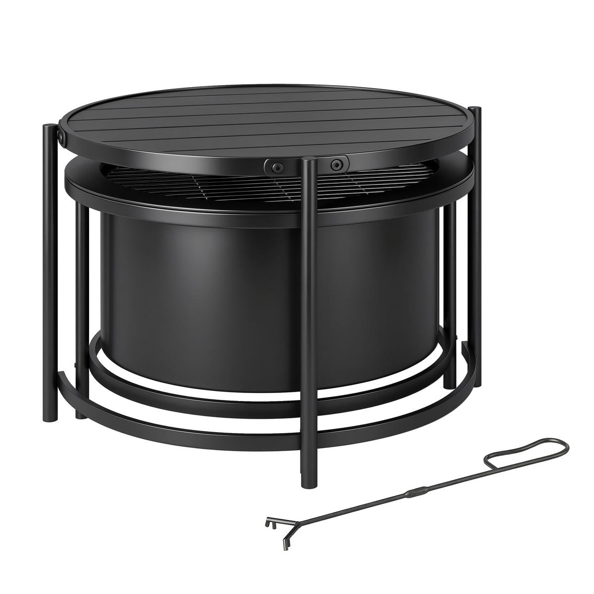 FEUERSTELLE Edelstahl Stahl Schwarz - Schwarz, Metall (63/41/66cm) - Outsunny