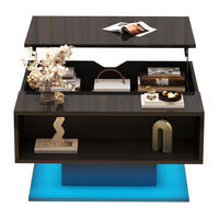 COUCHTISCH 80/75/40 cm mit höhenverstellbarer Platte, LED, Stauraum und Spanplatte in Hochglanzoptik, Schwarz - Schwarz, Holzwerkstoff (80/77/40cm) - Redom