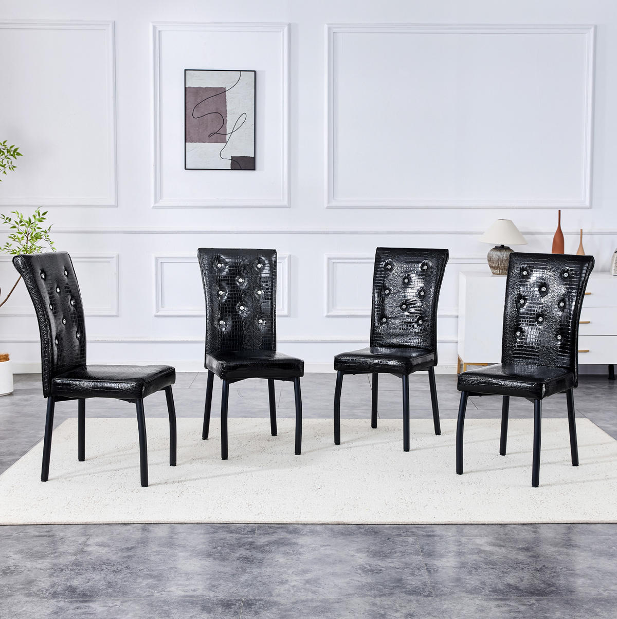 ESSZIMMERSTUHL 2er-Set Vintage PVC Schwarz mit Metallbeinen - Schwarz, Metall (42/101/61.7cm) - Meubliv