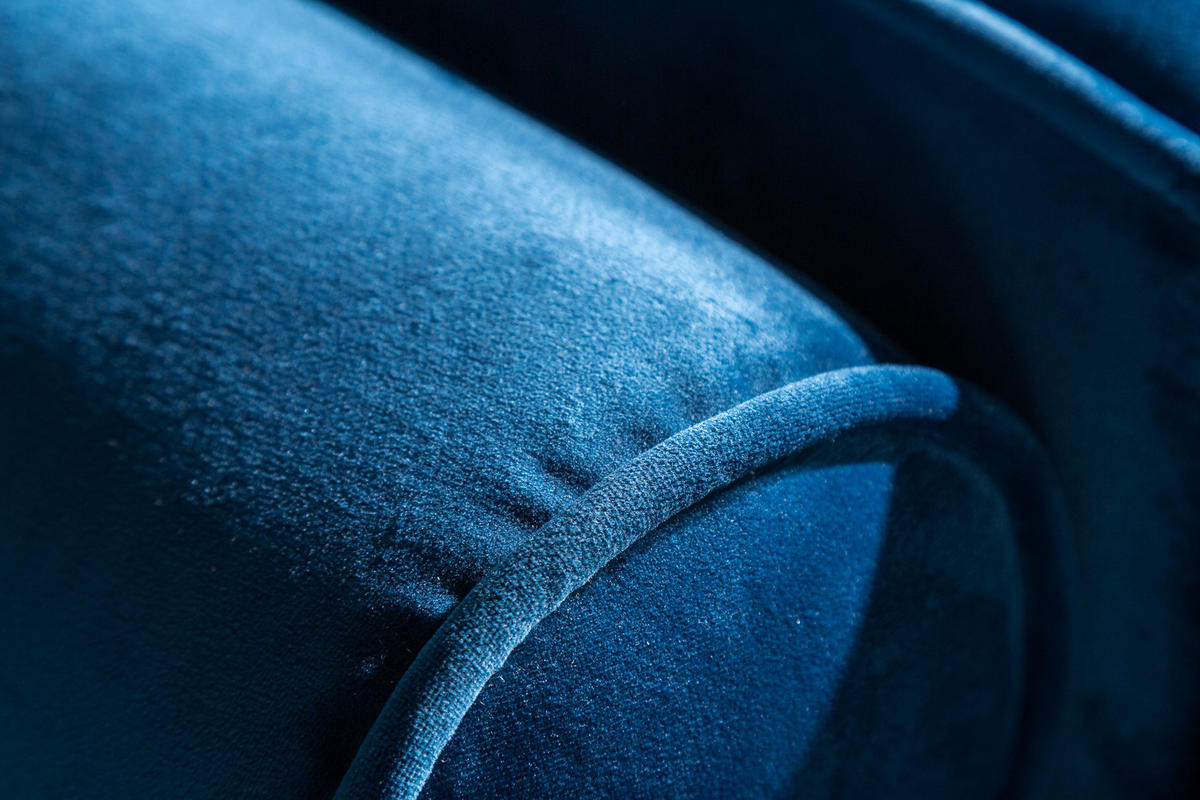 3-SITZER SOFA COZY VELVET Eukalyptus Samt Blau 220 cm - Blau/Goldfarben, Holz/Textil (220/90/85cm) - riess-ambiente