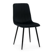 STUHL GELA gepolstert mit Steppung - schwarz - Samt Velours - Schwarz, Textil/Metall (45/89/53cm) - NEW HOME