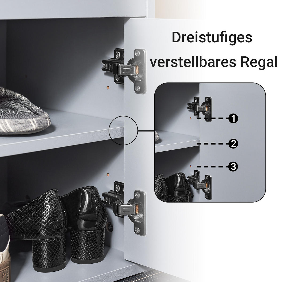SCHUHBANK Grau - Grau, Holzwerkstoff (100/48/34cm) - SoBuy
