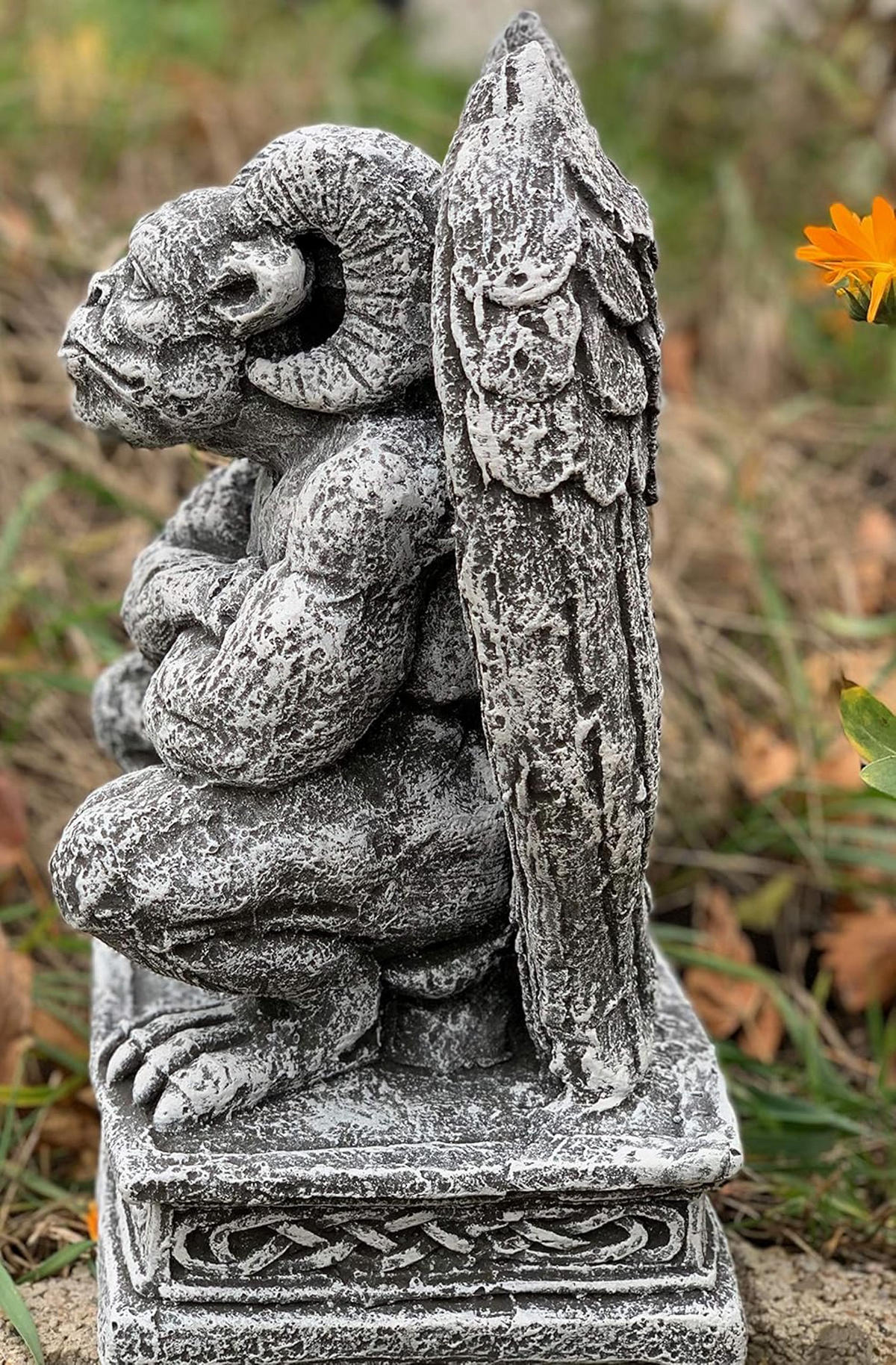 STEINFIGUR hockender Gargoyle frostfest Steinguss - Grau, Stein (17/31/17cm) - stoneandstyle