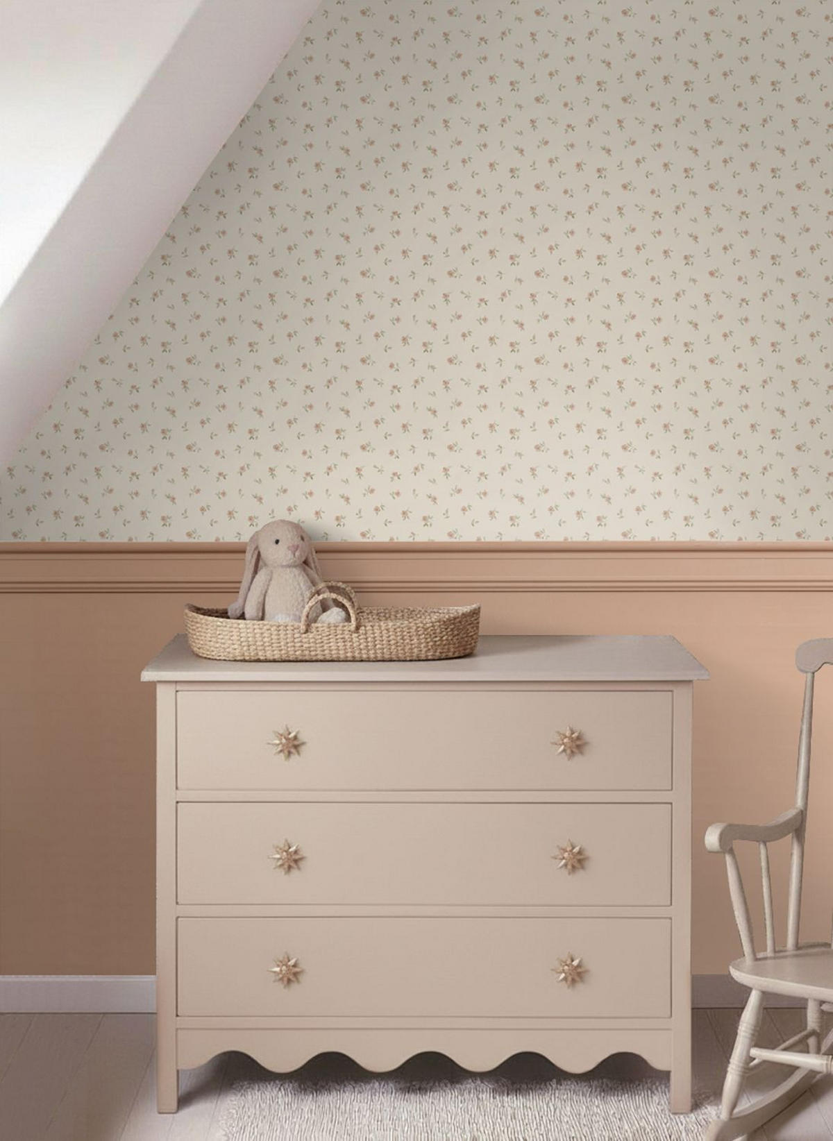 TAPETE Blumenmuster 50 x 900 cm - Beige, Papier (50/900cm) - ESTAhome
