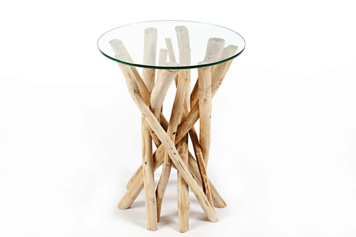 BEISTELLTISCH DRIFTWOOD Treibholz Natur 50 cm - Transparent/Braun, Glas/Holz (40/40/50cm) - riess-ambiente