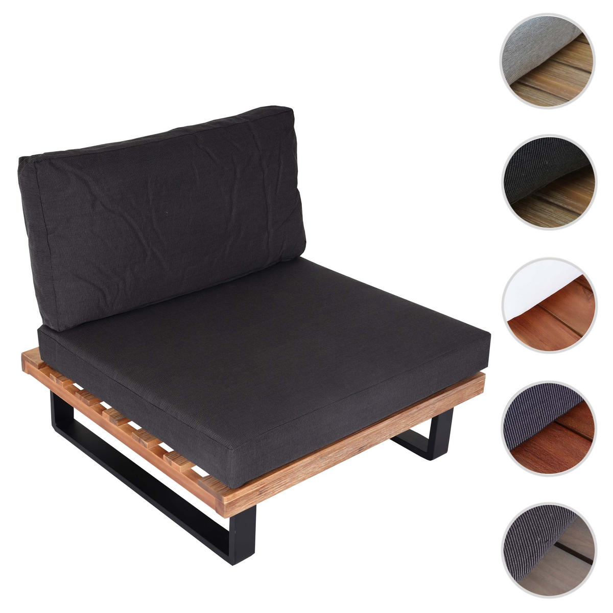 LOUNGE-SESSEL Schwarz, Braun, Grau - Schwarz/Braun, Holz (82/75/82cm) - MCW