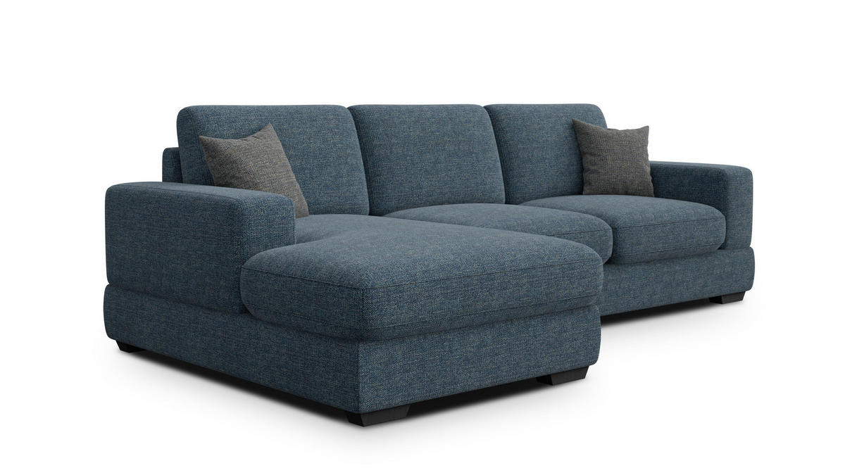 ECKSOFA OTTO 4-Sitzer, marineblau - Blau/Schwarz, Holz/Textil (279/159cm) - Courtois Laville