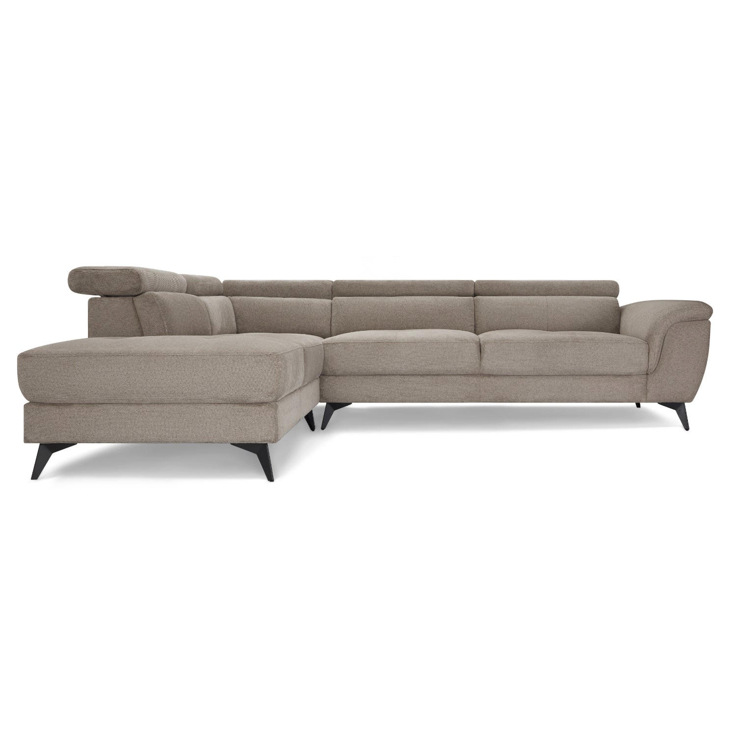 ECKSOFA Webstoff Beige - Beige/Schwarz, Textil/Metall (290/95cm) - Furnhouse