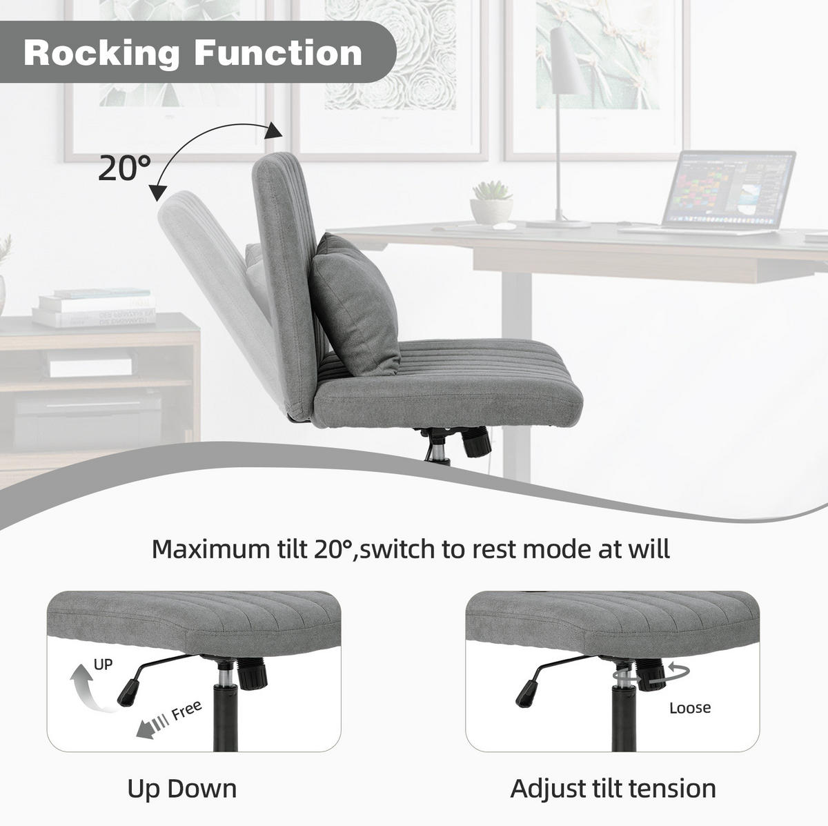 BÜROSTUHL höhenverstellbar mit Rollen Stoff Dark Grey - Dunkelgrau, Kunststoff (25.2/33/21.5cm) - Meubliv