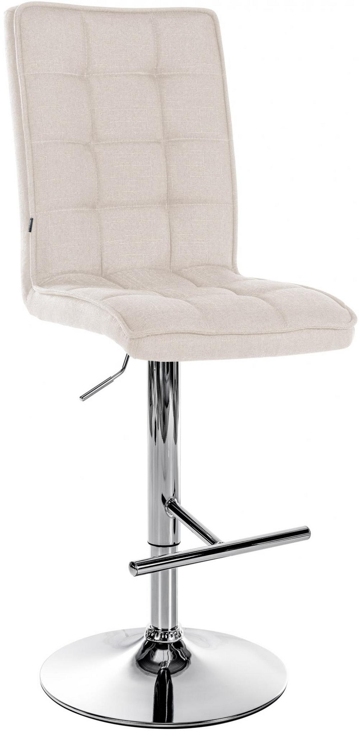 BARHOCKER Stoff creme - Chromfarben/Creme, Textil/Metall (45/112/54cm) - CLP