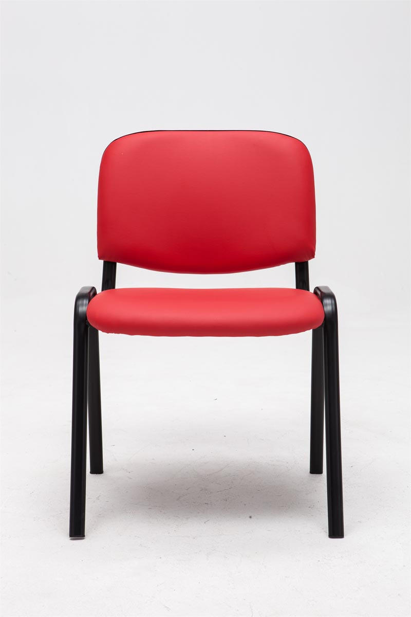 BESUCHERSTUHL Keen, Kunstleder mit Gestell Schwarz / Bezug Rot - Rot/Schwarz, Textil/Metall (54/79/48cm) - TPFLiving