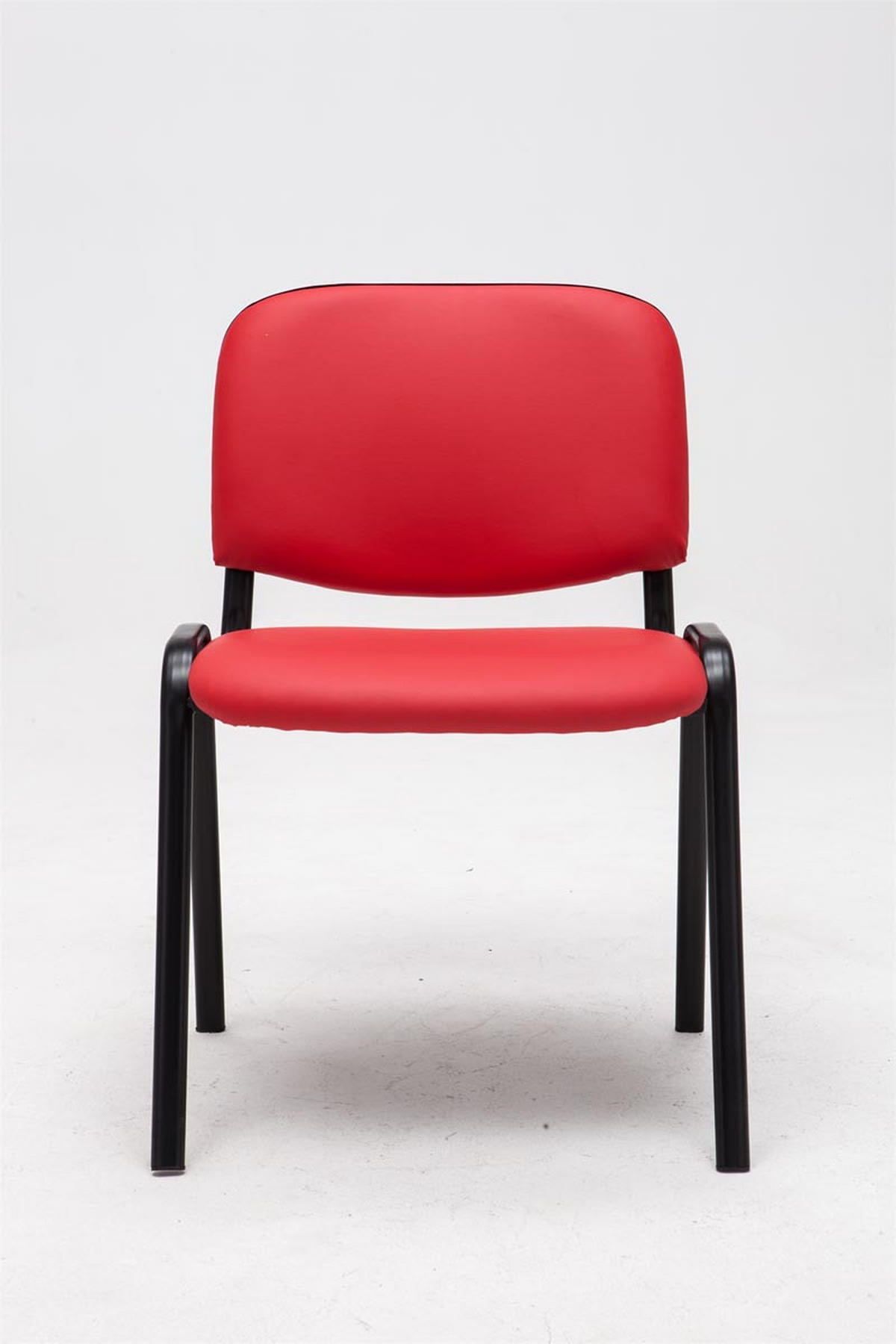 BESUCHERSTUHL Keen, Kunstleder mit Gestell Schwarz / Bezug Rot - Rot/Schwarz, Textil/Metall (54/79/48cm) - TPFLiving