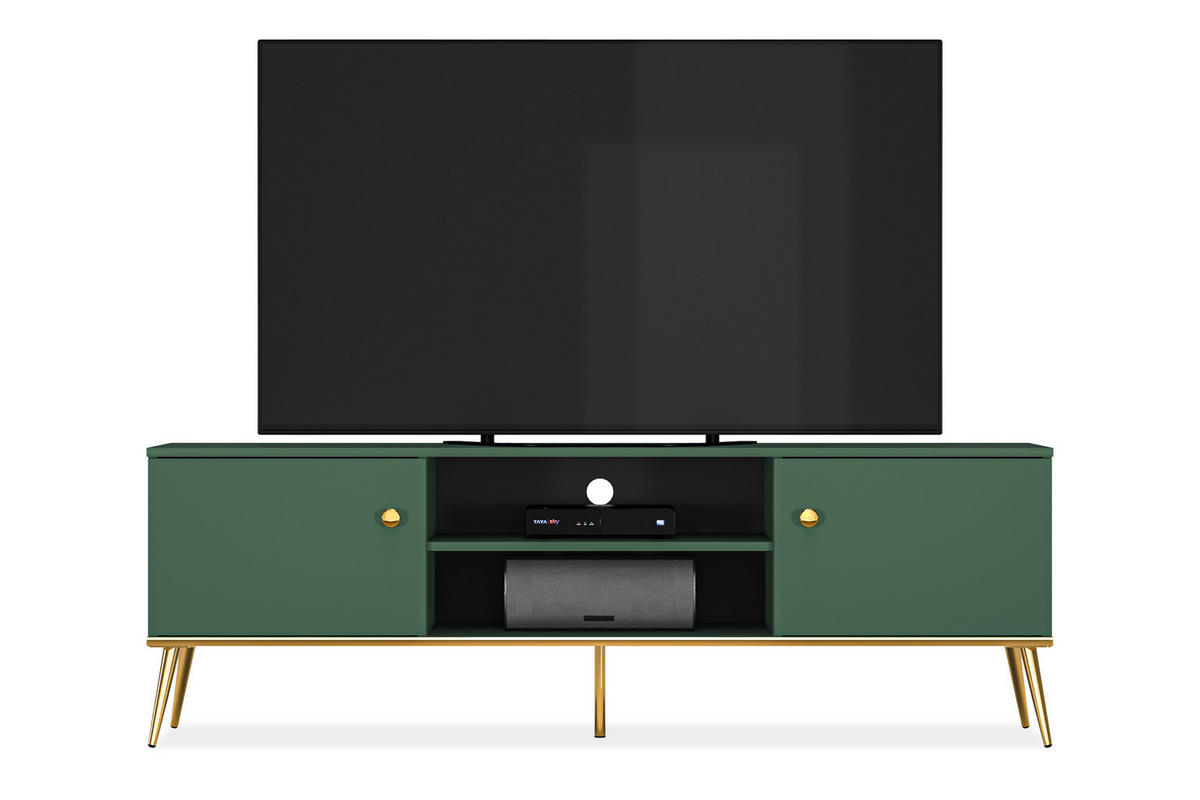 TV-LOWBOARD ARICIA viel Stauraum, Grün - Grün, Holz (160/54/40cm) - KONSIMO®