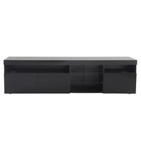LOWBOARD 180/48/35 cm aus MDF mit Glaslaminat und variabler LED-Beleuchtung Schwarz - Schwarz, Holzwerkstoff (180/48/35cm) - Modenvie