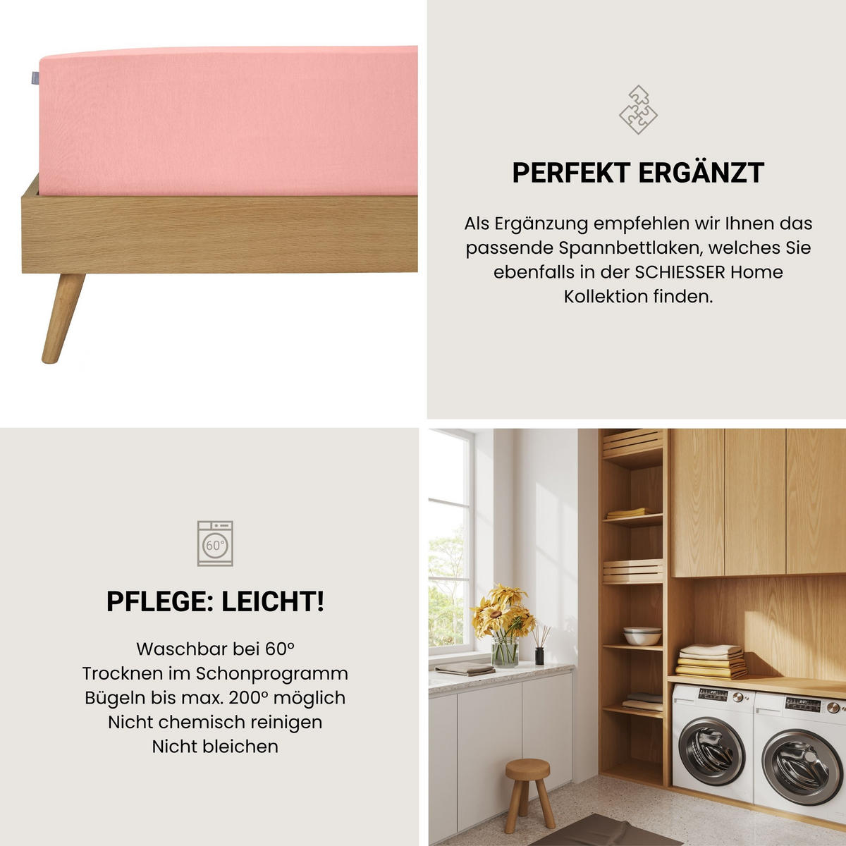 BETTWÄSCHESET Doubleface Renforcé 2-teilig 135x200 cm Rosa - Rosa, Textil (135/200cm) - SCHIESSER