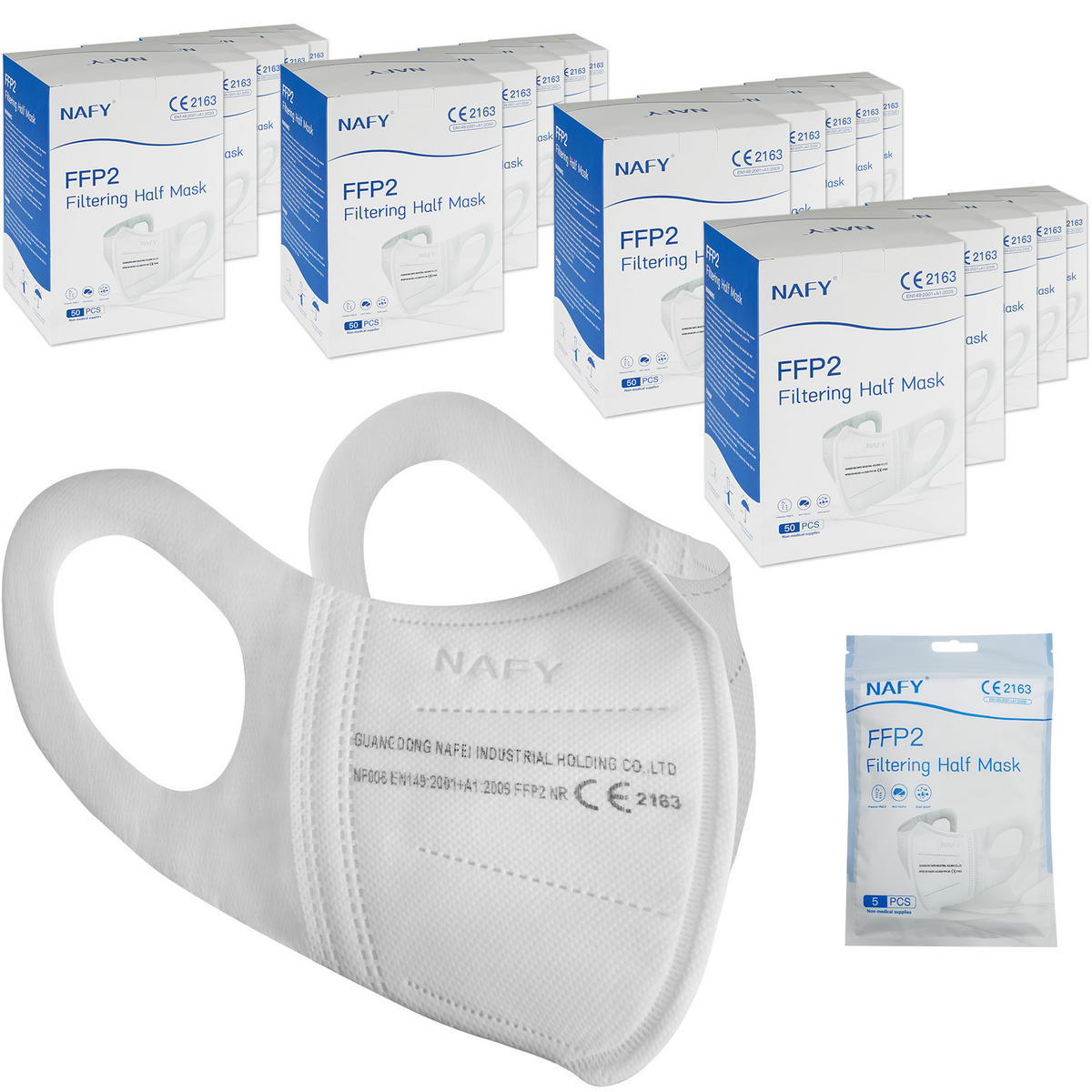 STAUBSCHUTZMASKEN 1000er Set, EN 149:2001+A1:2009,weiß - Weiß, Textil (0.1/14/18cm) - tectake