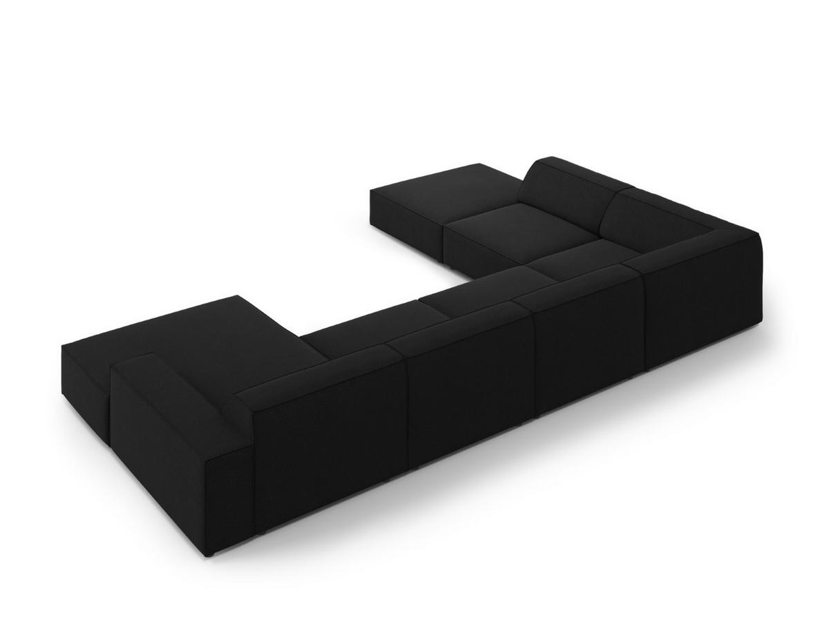 PANORAMASOFA links Jodie aus strukturiertem Stoff schwarz 7 Sitzplätze - Schwarz, Textil (262/70/364cm) - Micadoni