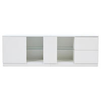 TV-SCHRANK 160/40/52 cm Weiß Hochglanz mit LED, 2 Schubladen und 1 Tür - Weiß, Holzwerkstoff (160/52/40cm) - Oxeza
