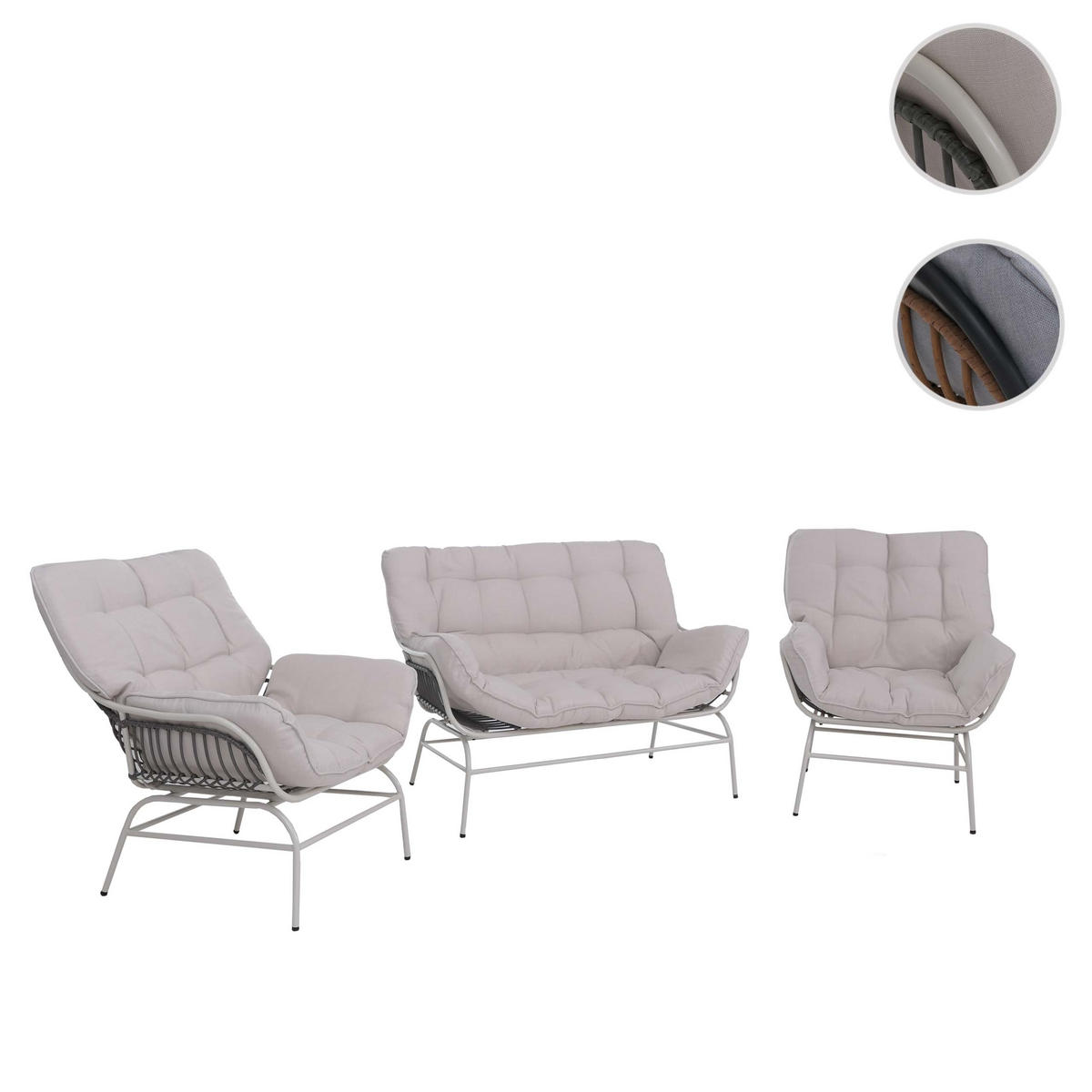 LOUNGE SET světle šedá, béžová - světle šedá/béžová, kov - MCW