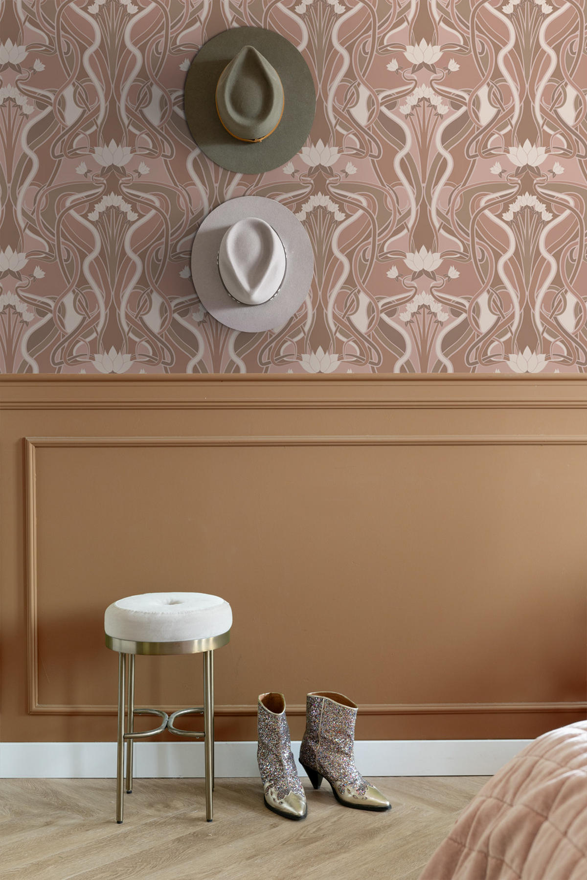 TAPETE Blumenmuster im Jugendstil 50 x 900 cm - Pink, Papier (50/900cm) - ESTAhome