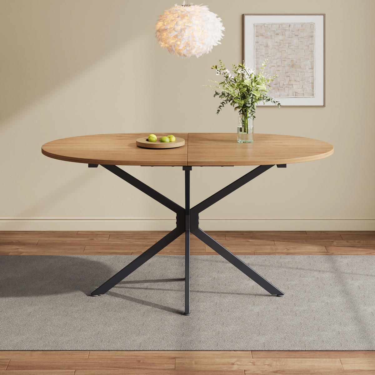 ESSTISCH aus MDF mit Kreuzbein-Design, 120/80/75,5 cm, Natur - Naturfarben, Holzwerkstoff (120/80/75.5cm) - Redom