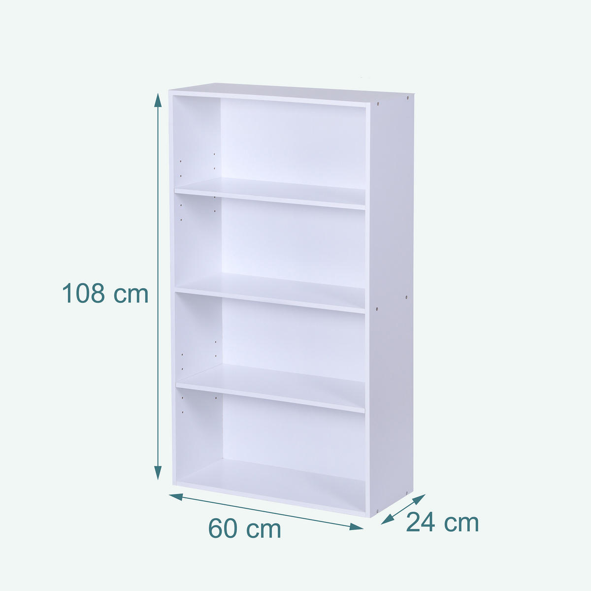 BÜCHERREGAL - Weiß, Holzwerkstoff (60/108/24cm) - Relaxdays