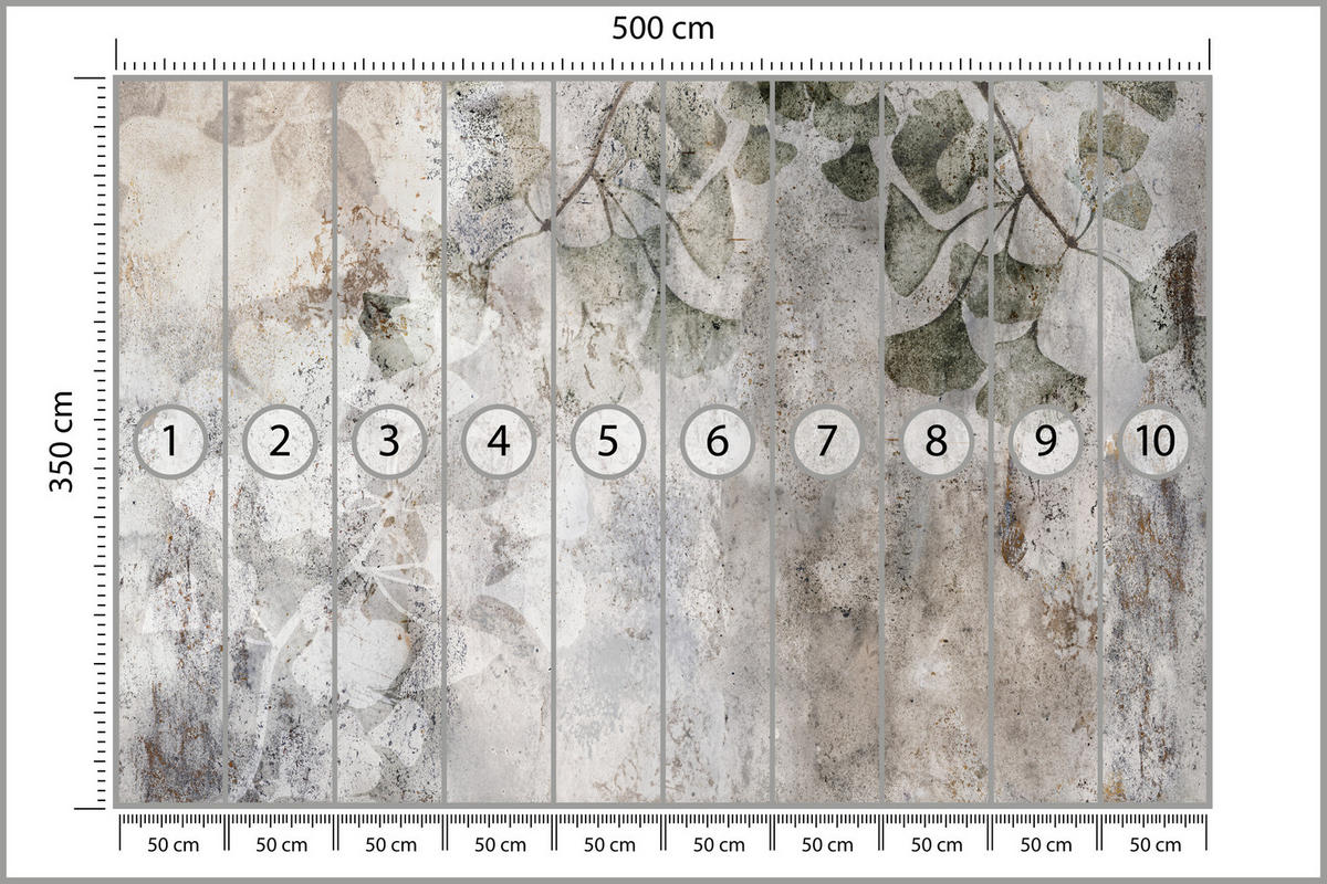 FOTOTAPETE für Büro Vintage Blätter Beton Abstrakt Grau Retro 500x350 - Beige/Grau, Papier (500/350cm) - Muralo