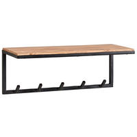 WANDGARDEROBE Akazie Massivholz Metall Modern 70x27x30 cm mit Hakenleiste und Ablage - Beige, Holz/Metall (70/27/30cm) - KADIMA DESIGN
